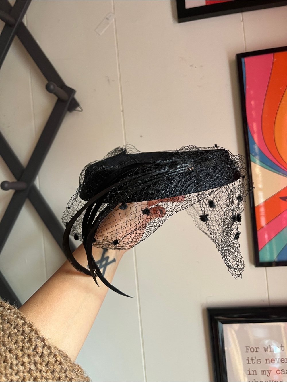 Vintage Elegant Black Veiled Fascinator Hat